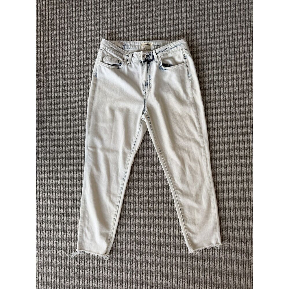 L’agence Size 27 White Blue Acid Wash Raw Hem Jeans